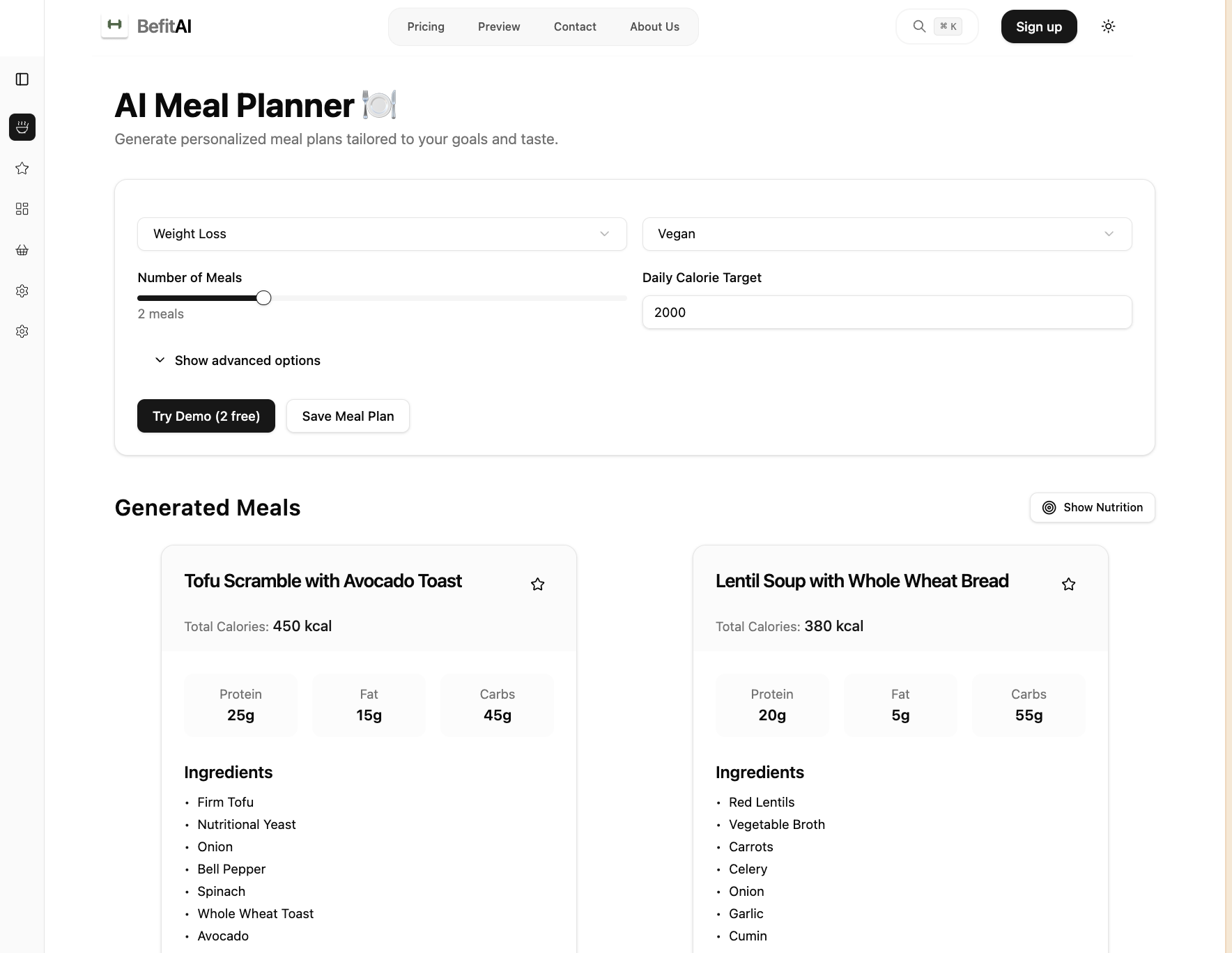 Screenshot of Recipe App